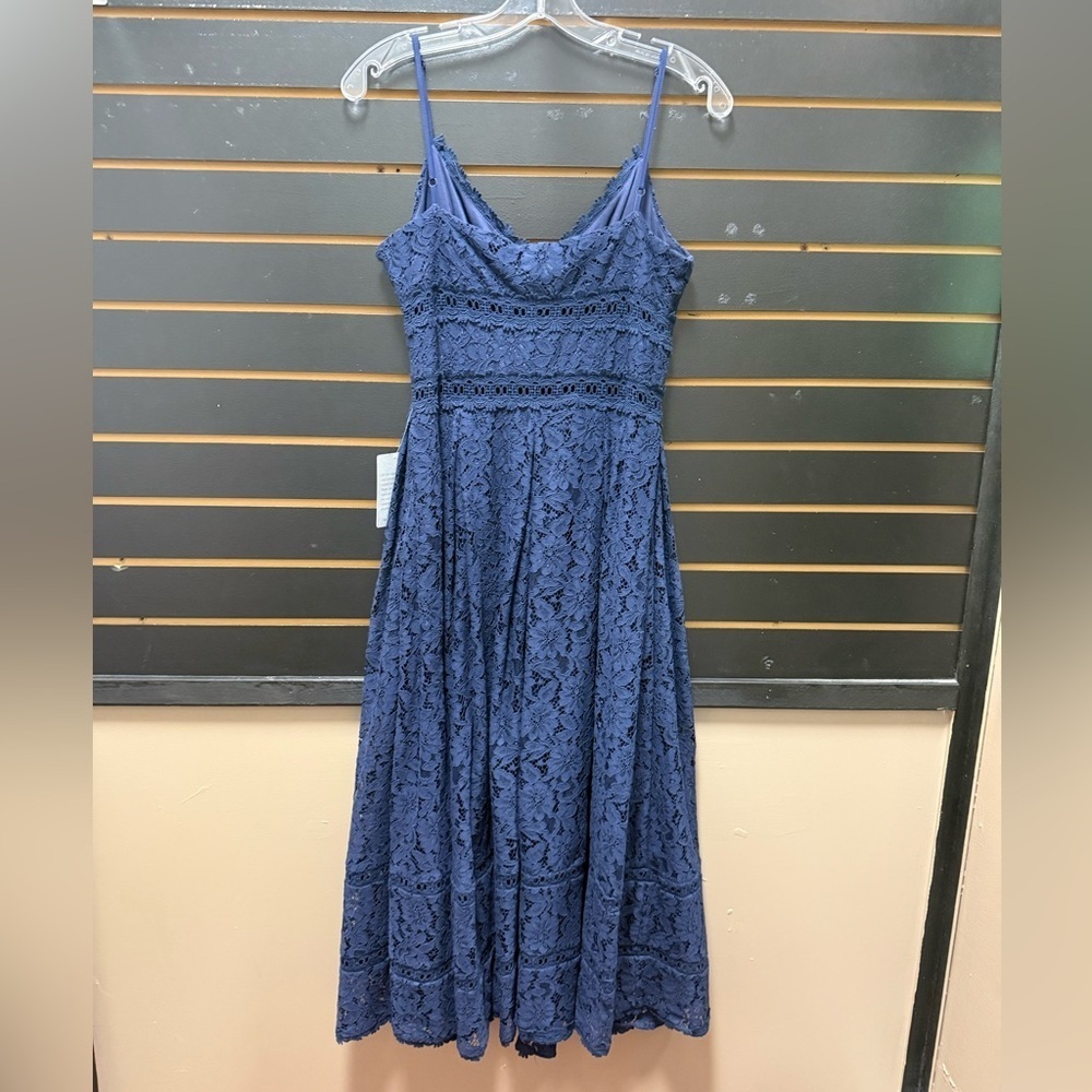 NWT NSR Napean Sea Rd Navy Lace Midi Dress Size M Side Zip - Picture 6 of 7